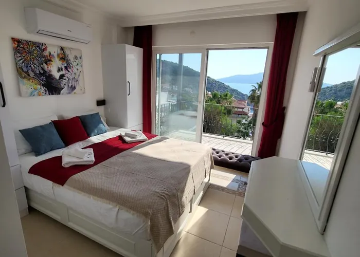 Sea View 5 En-suit Villa, Pool Heatable, Free Wifi Villahappy In Kalkan 公寓
